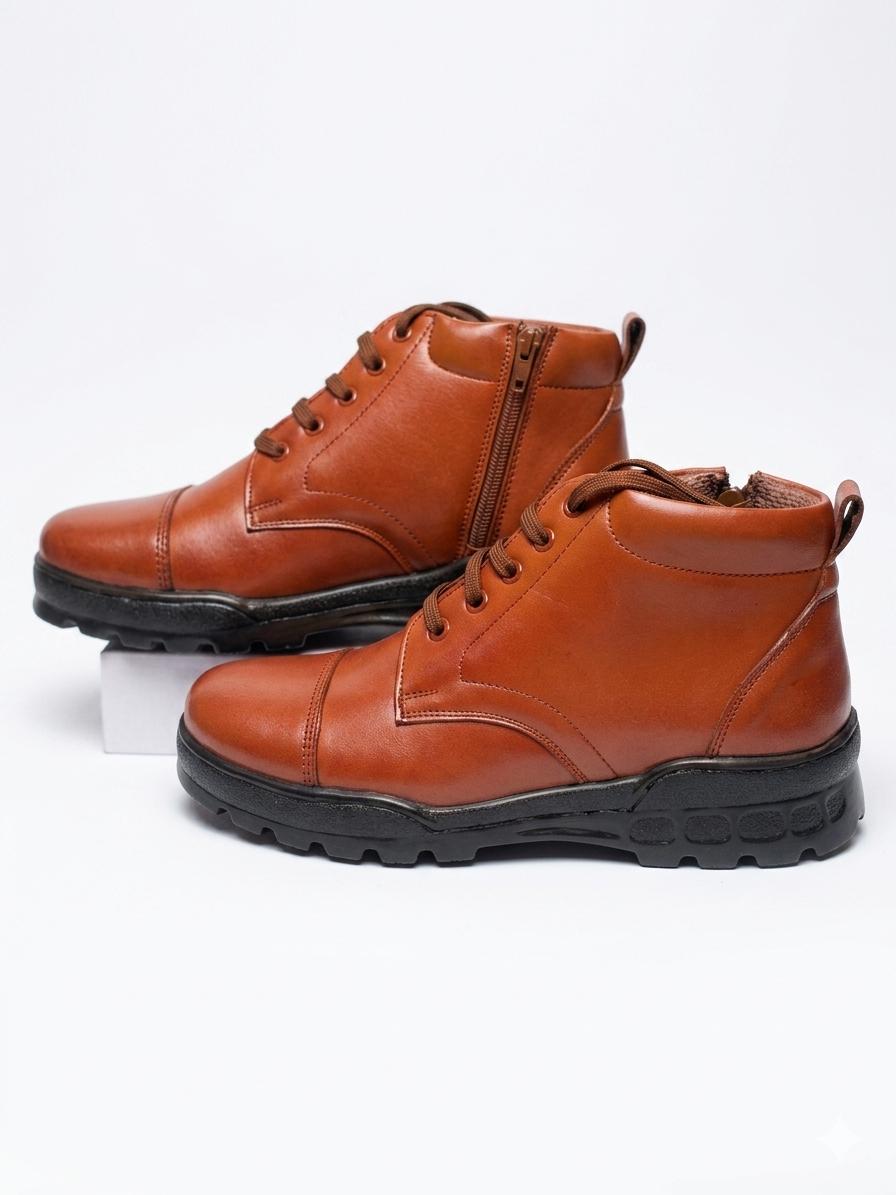 Premium Tan Zip-Up Ankle Boots