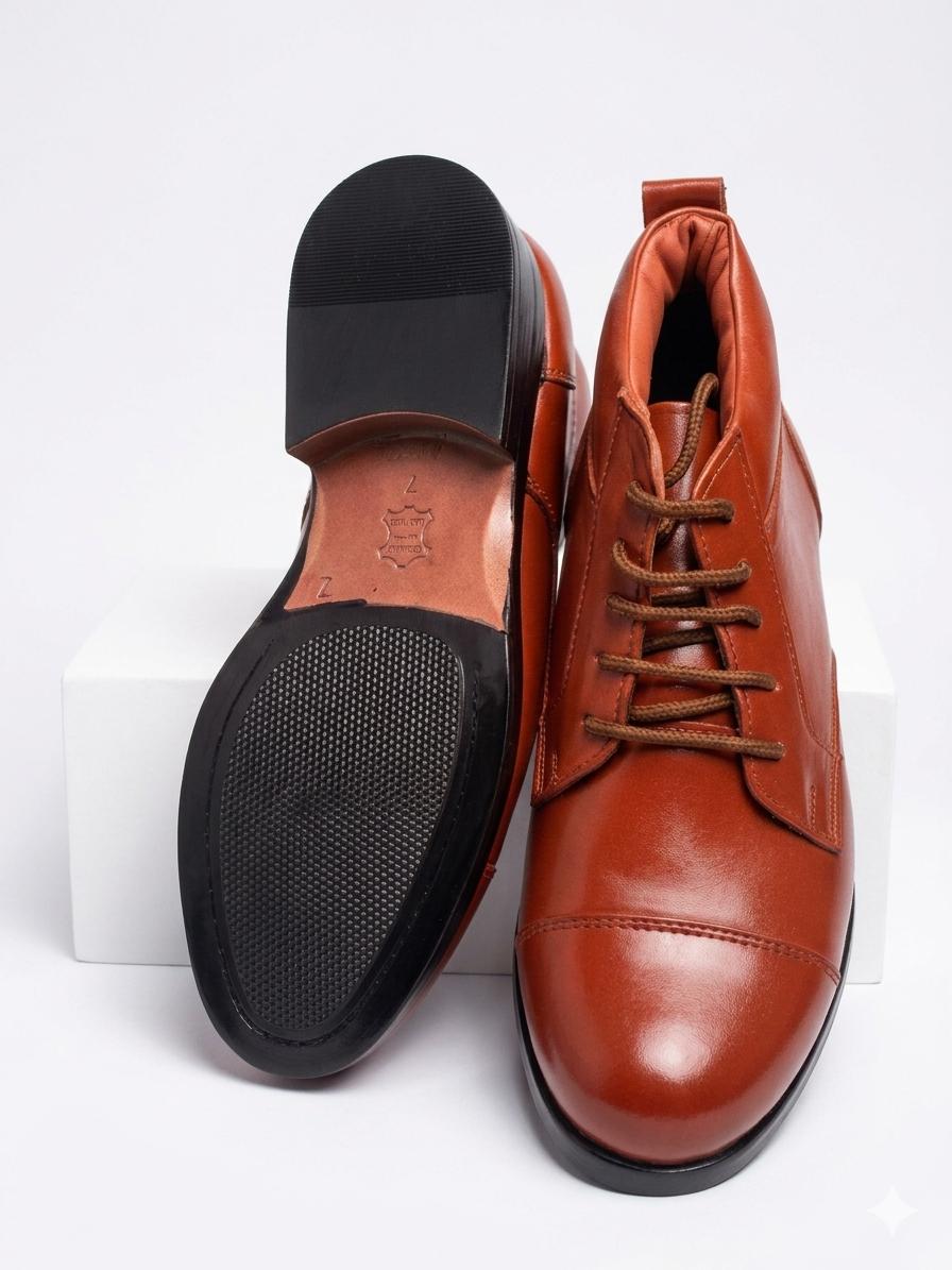 Classic Tan Leather Ankle Boots - Image 2