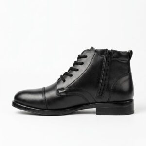 Premium Black Leather Side-Zip Ankle Boots