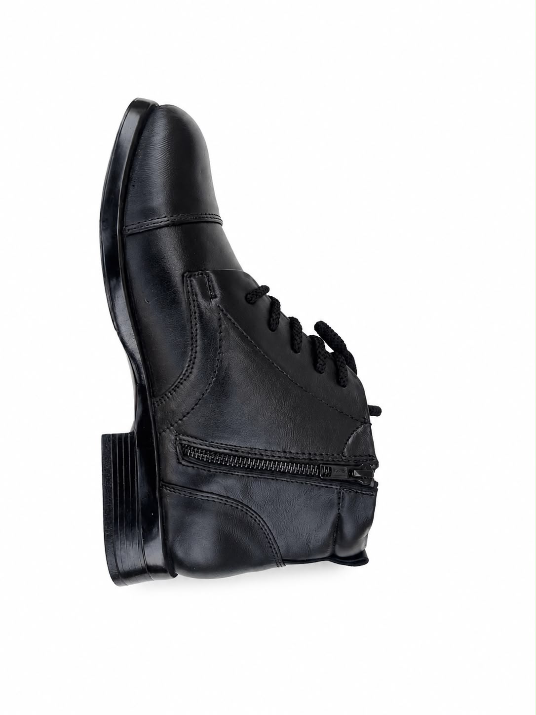 Premium Black Leather Side-Zip Ankle Boots - Image 2