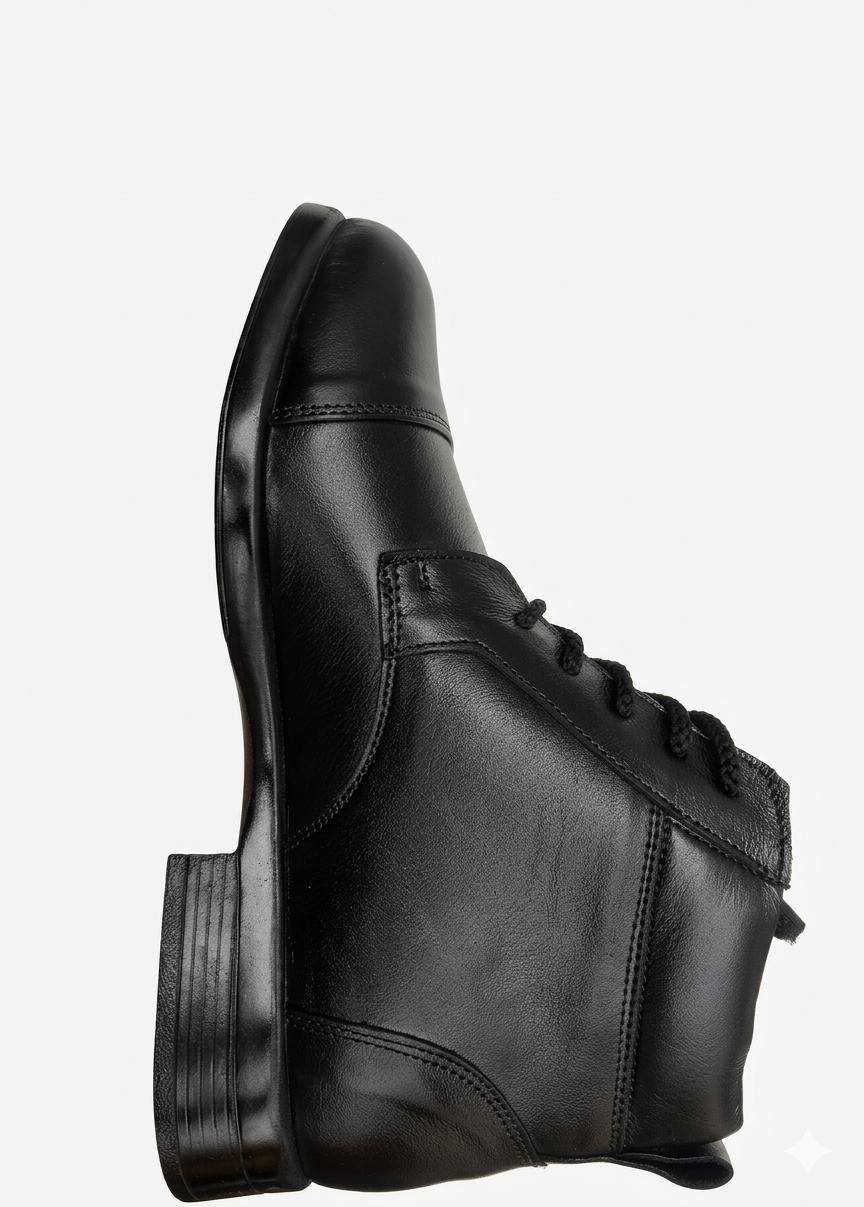 Premium Black Leather Cap-Toe Ankle Boots - Image 2