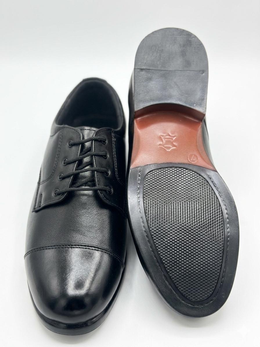 Premium Black Leather Cap Toe Dirbe Formal Shoes - Image 2