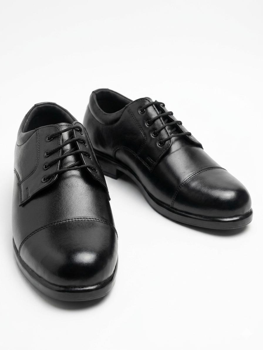 Premium Black Leather Cap Toe Dirbe Formal Shoes - Image 3