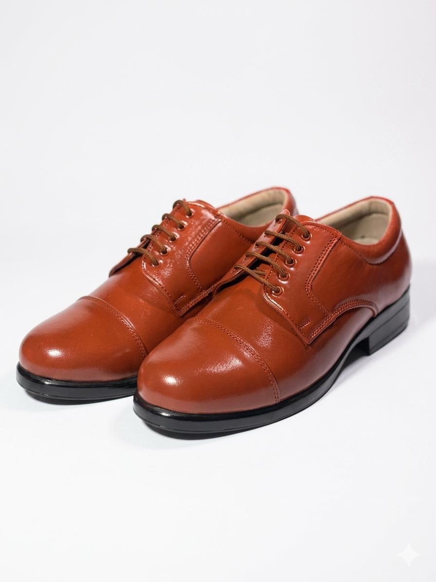 Classic Brown Leather Cap-Toe Dirbe Shoes
