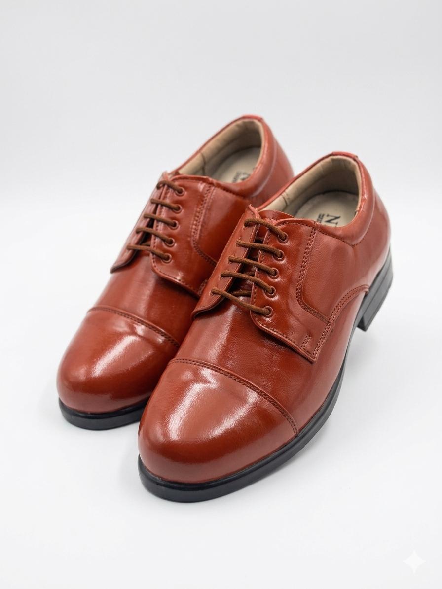 Classic Brown Leather Cap-Toe Dirbe Shoes - Image 2