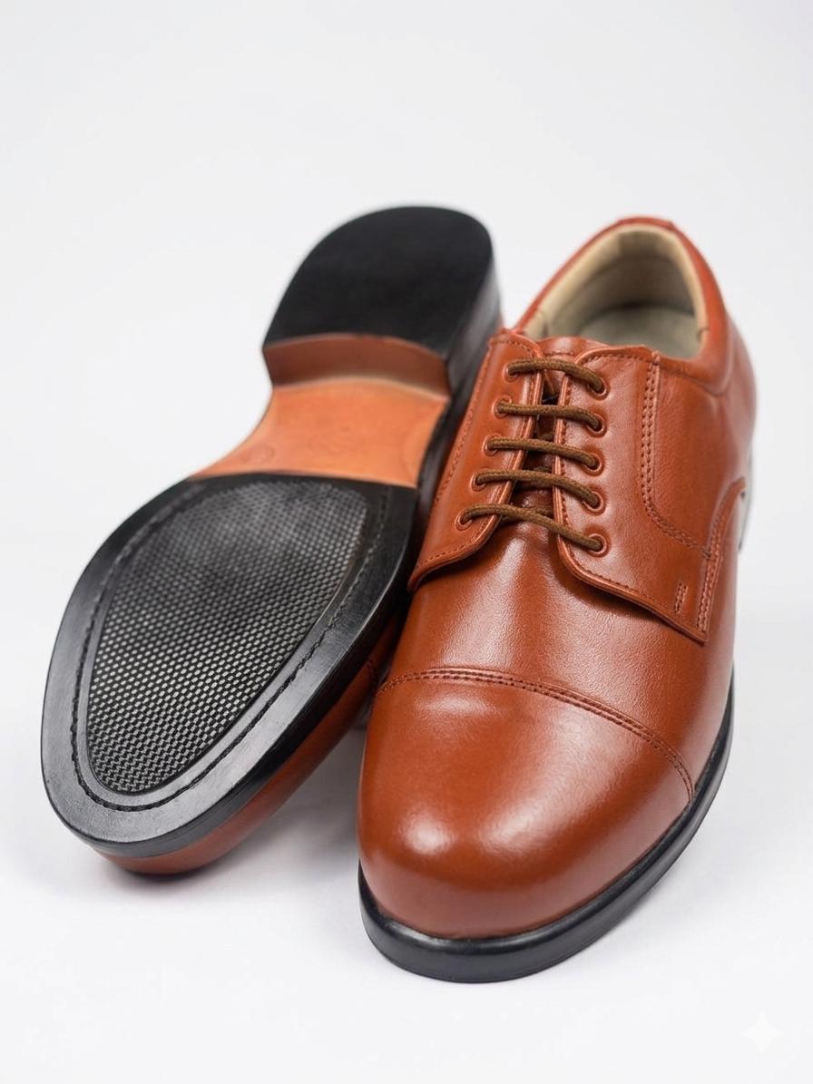 Classic Brown Leather Cap-Toe Dirbe Shoes - Image 4