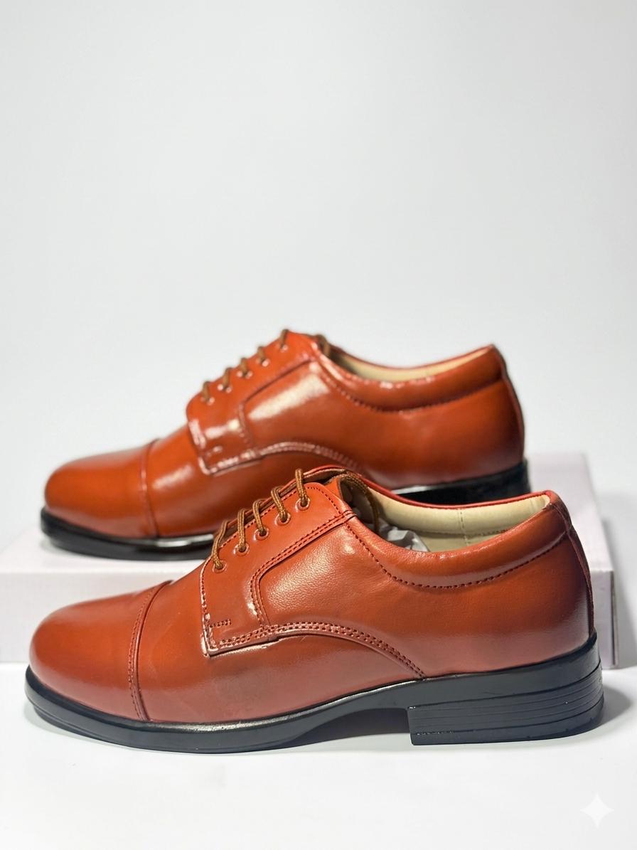 Classic Brown Leather Cap-Toe Dirbe Shoes - Image 5