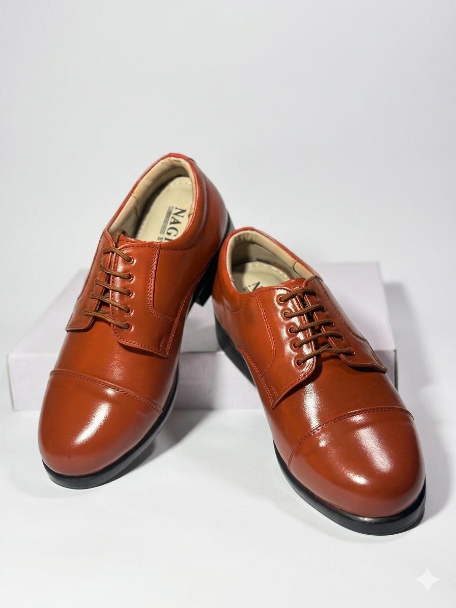 Classic Brown Leather Cap-Toe Dirbe Shoes - Image 6