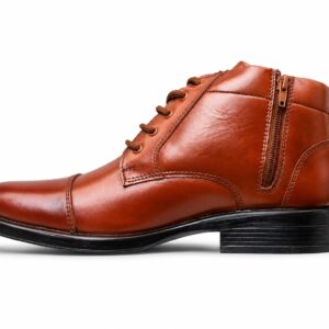 Genuine Leather High-Ankle Zip Boots – Tan Brown