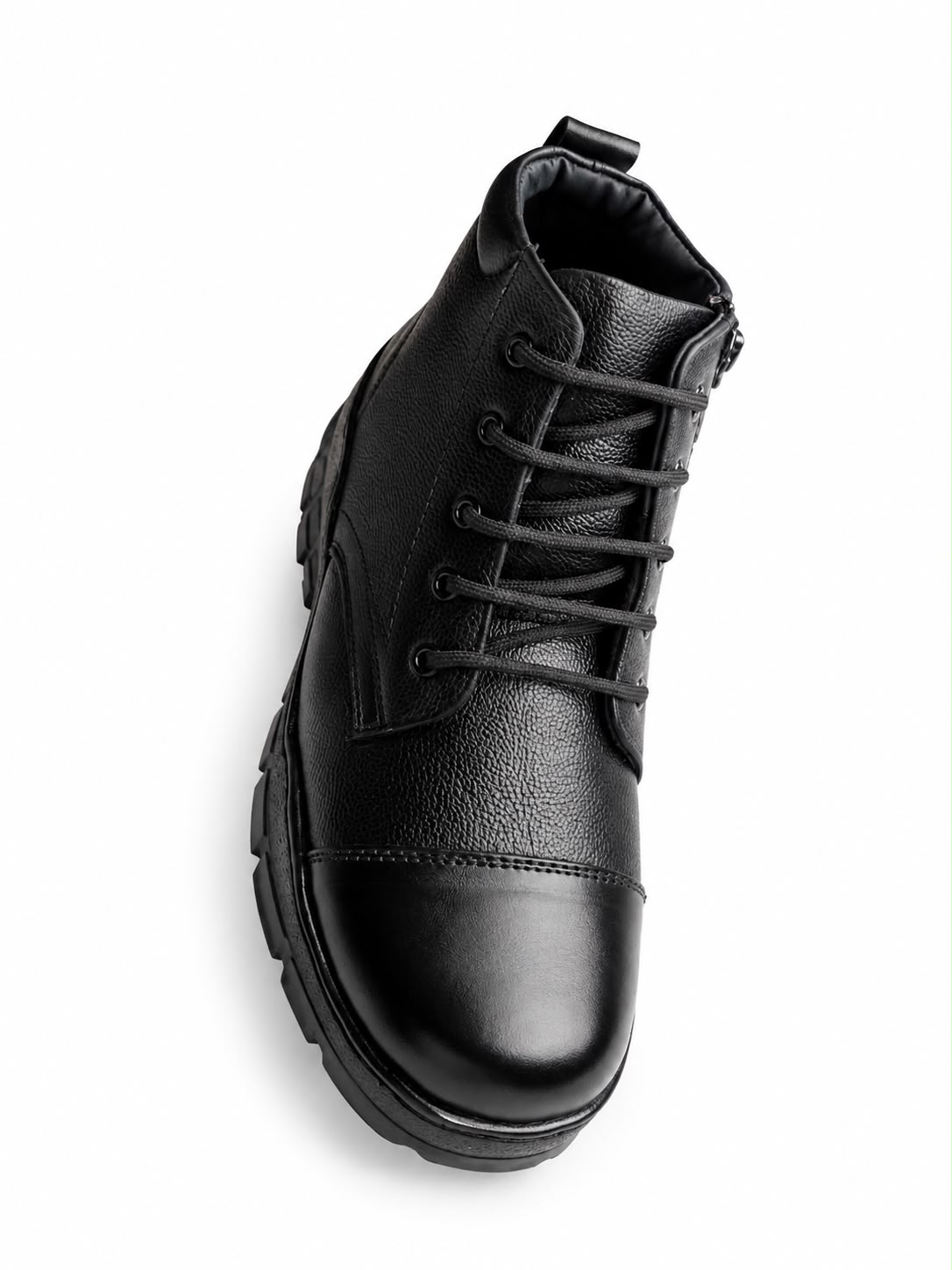 Leather High-Ankle Zip Casual Shoes – Black - Image 2