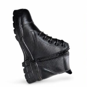 Leather High-Ankle Zip Casual Shoes – Black