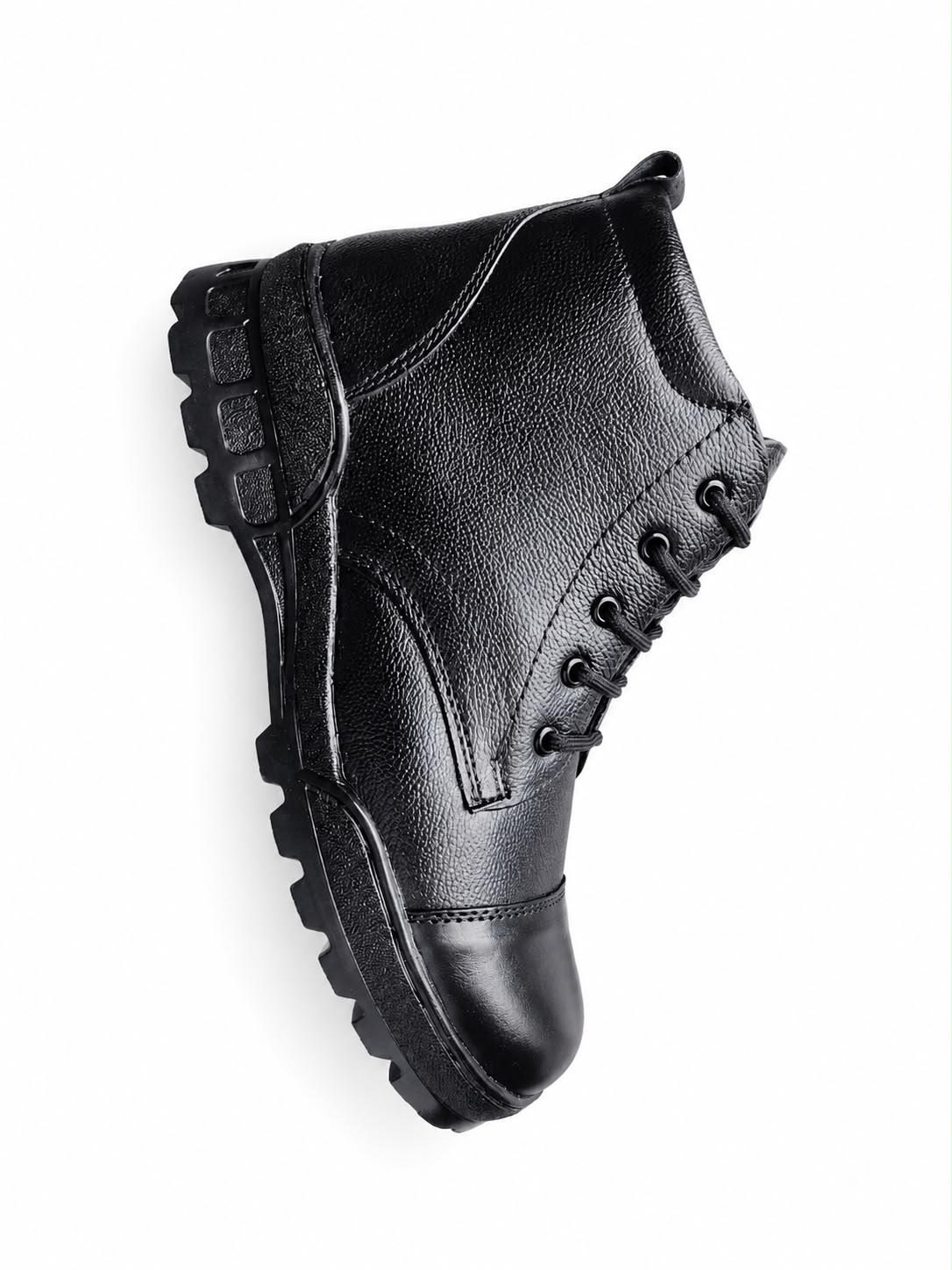 Leather High-Ankle Zip Casual Shoes – Black - Image 4