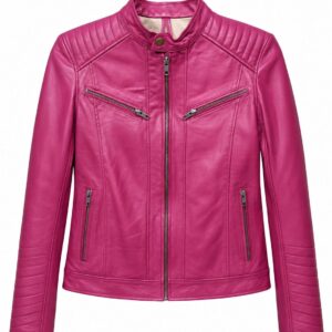 Premium Pink Pure Leather Biker Jacket