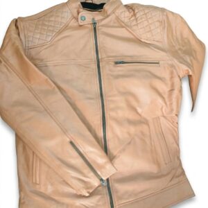 Tan Pure Leather Quilted Shoulder Jacket