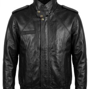 Black Titan – Premium Pure Leather Stand Collar Jacket